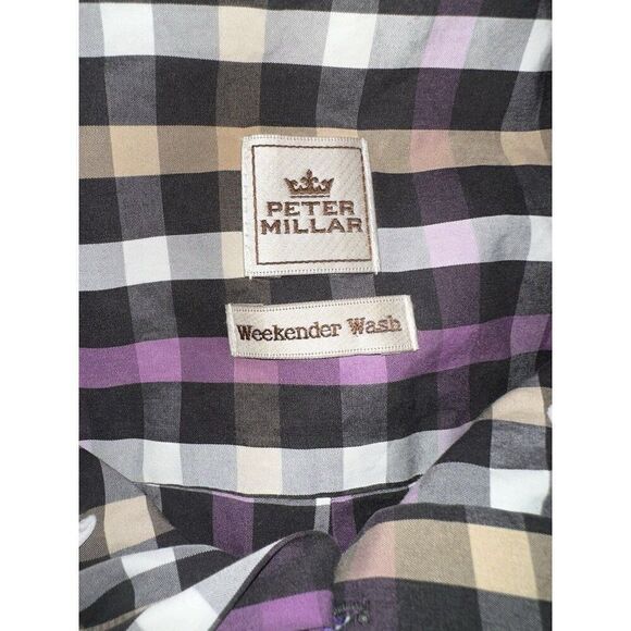 Peter Millar Crown Long Sleeve Weekender Wash Check Button Shirt Size XL Office - Picture 5 of 7